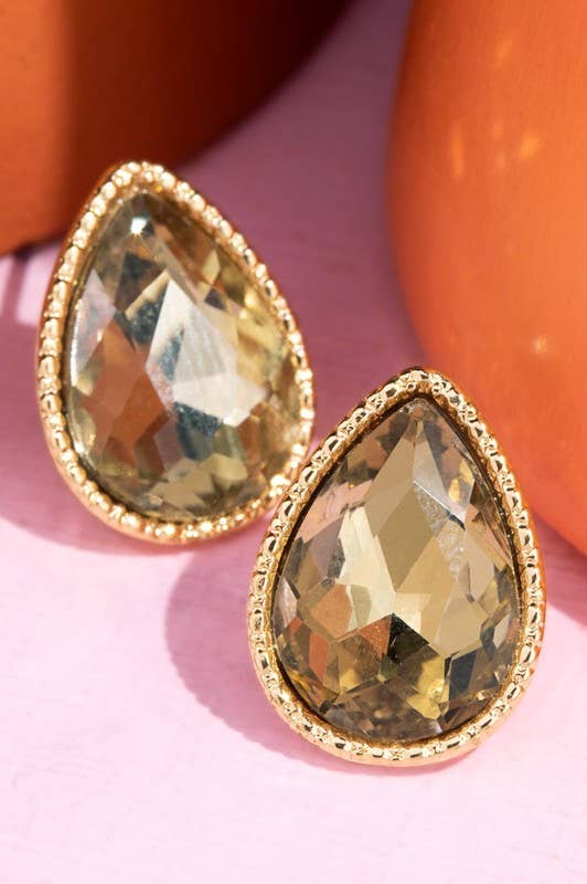 Glass Teardrop Stud Earrings