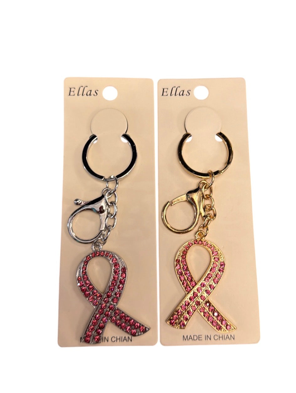 Breast Cancer Ribbon Keychain