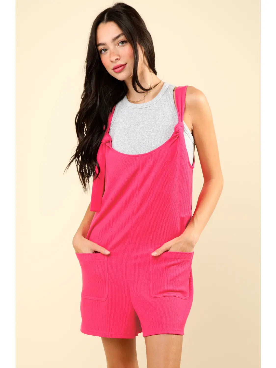Solid Casual Knit Romper