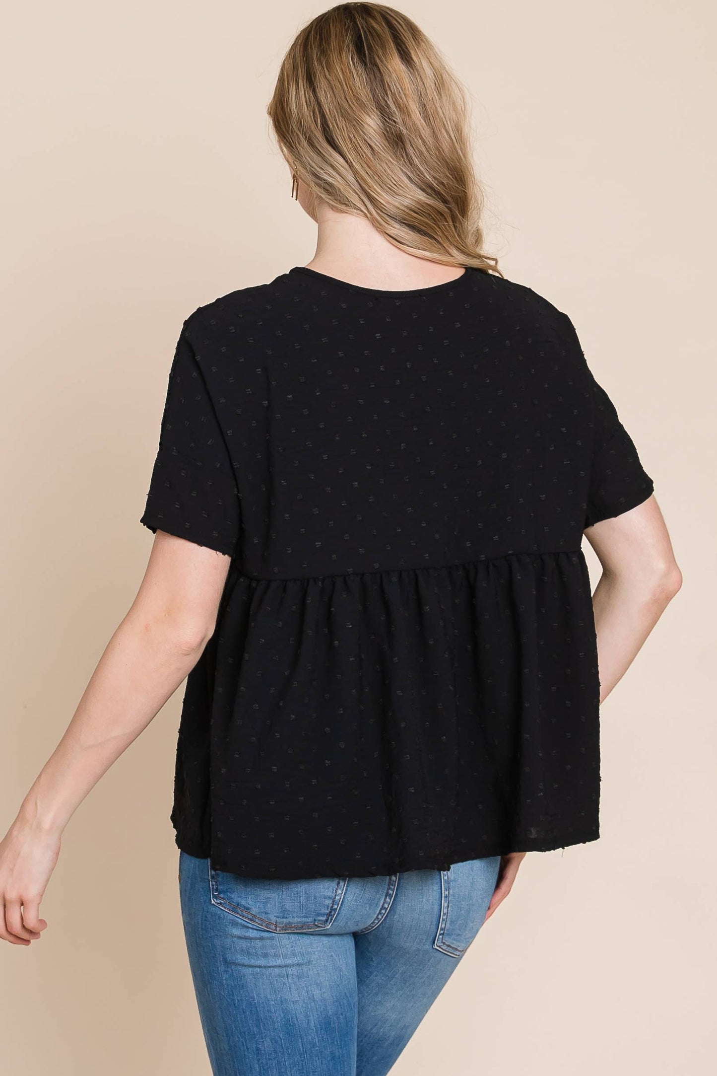 TEXTURED PEPLUM TOP
