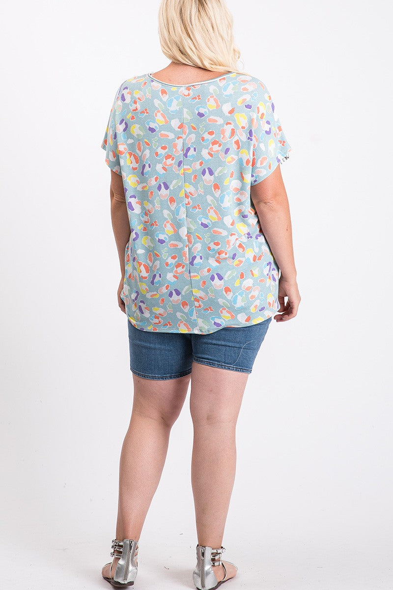 Plus Stripe & Abstract Pattern Top