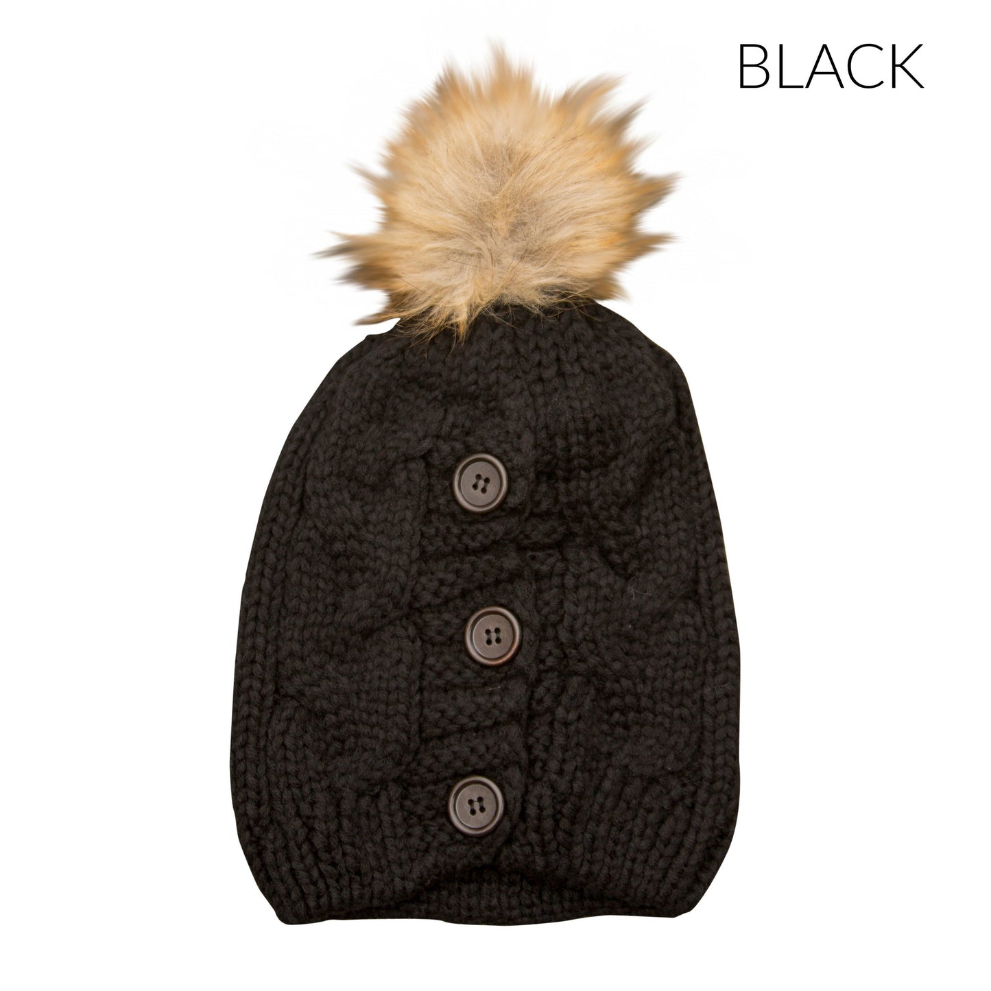Oversize Button Pom Beanie