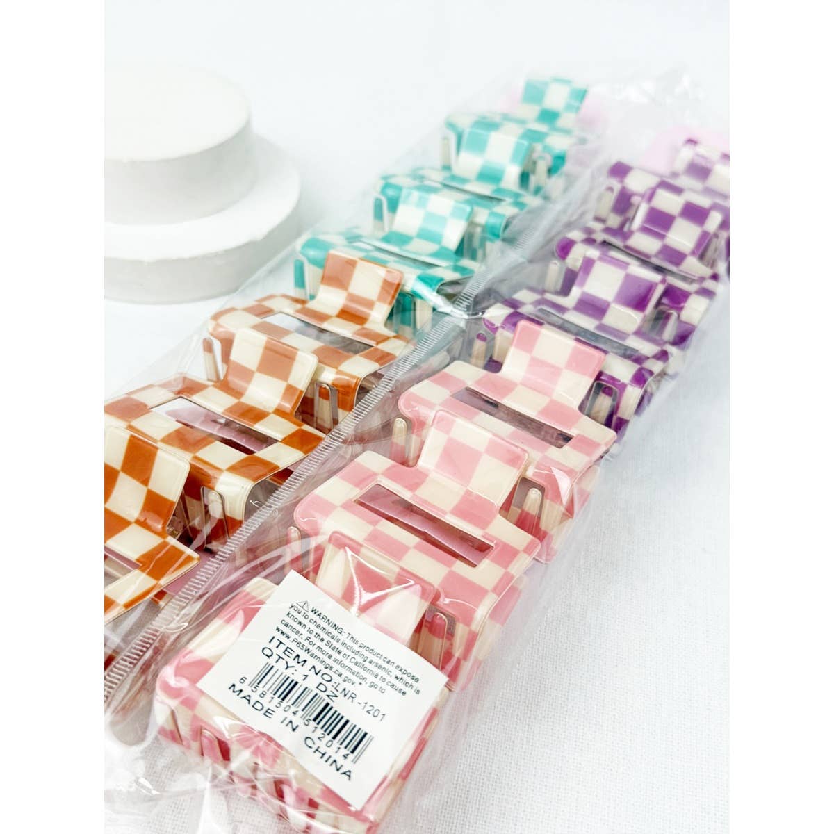 Colorful Checkered Medium Size Hair Claw
