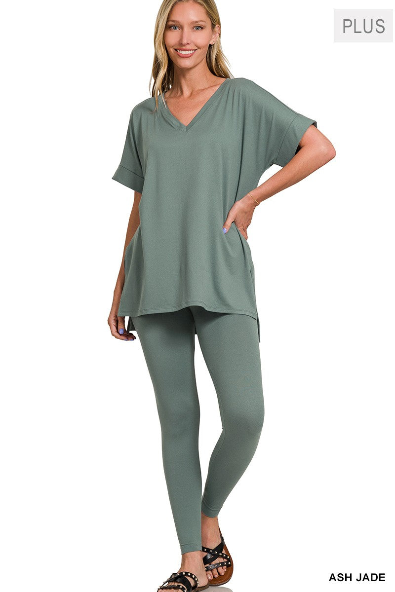Plus Brushed Short Sleeve Set