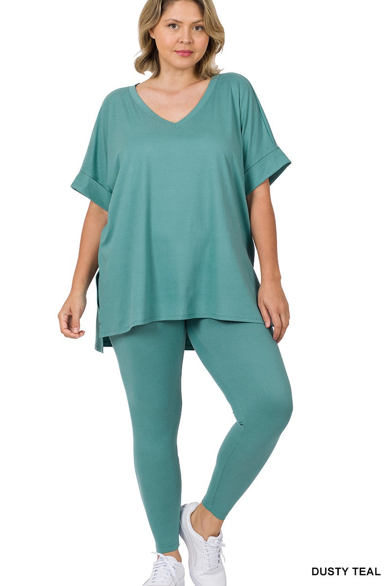 Plus Brushed Short Sleeve Set