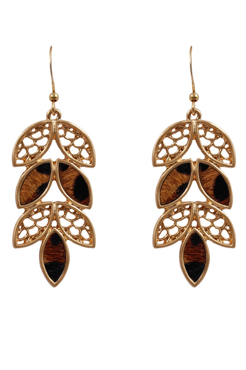 Leaf Shape Animal Print Earrings