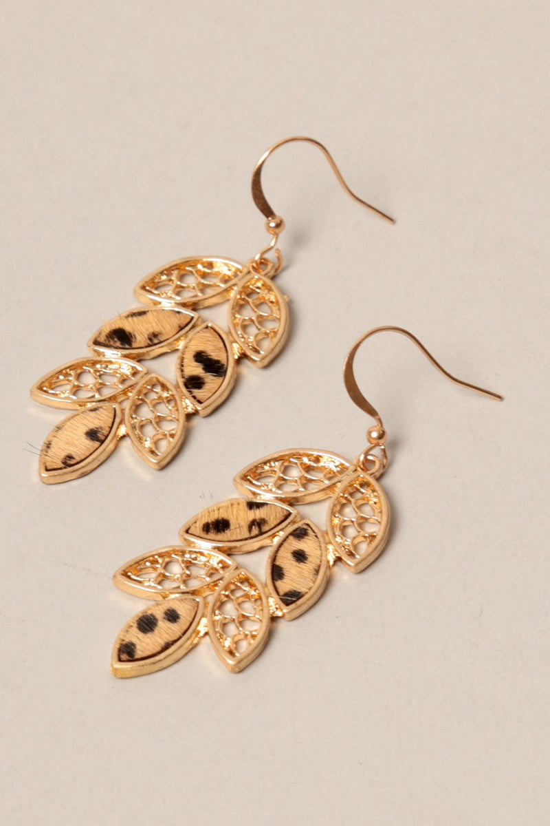 Leaf Shape Animal Print Earrings