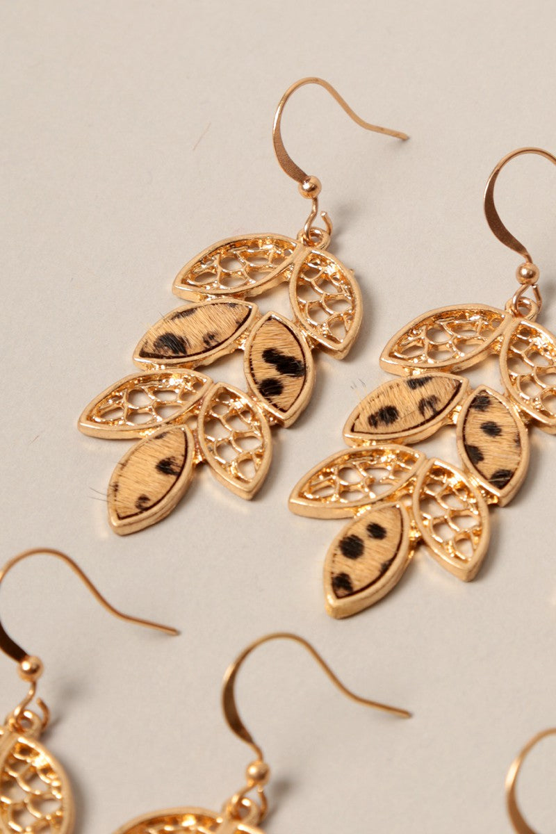 Leaf Shape Animal Print Earrings