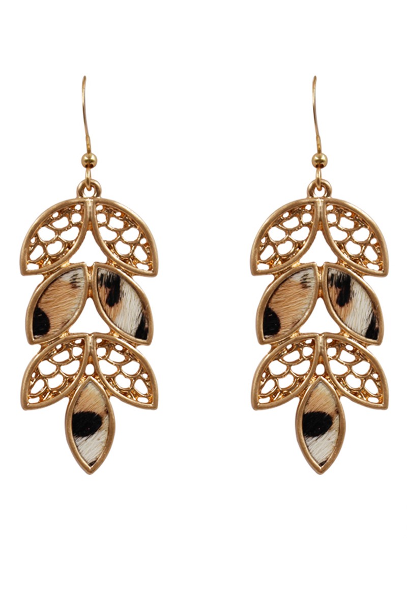 Leaf Shape Animal Print Earrings