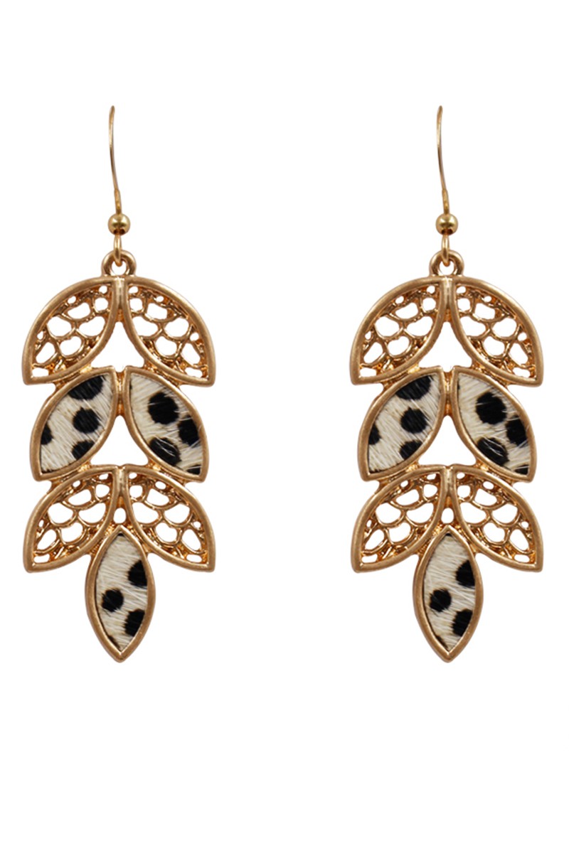 Leaf Shape Animal Print Earrings
