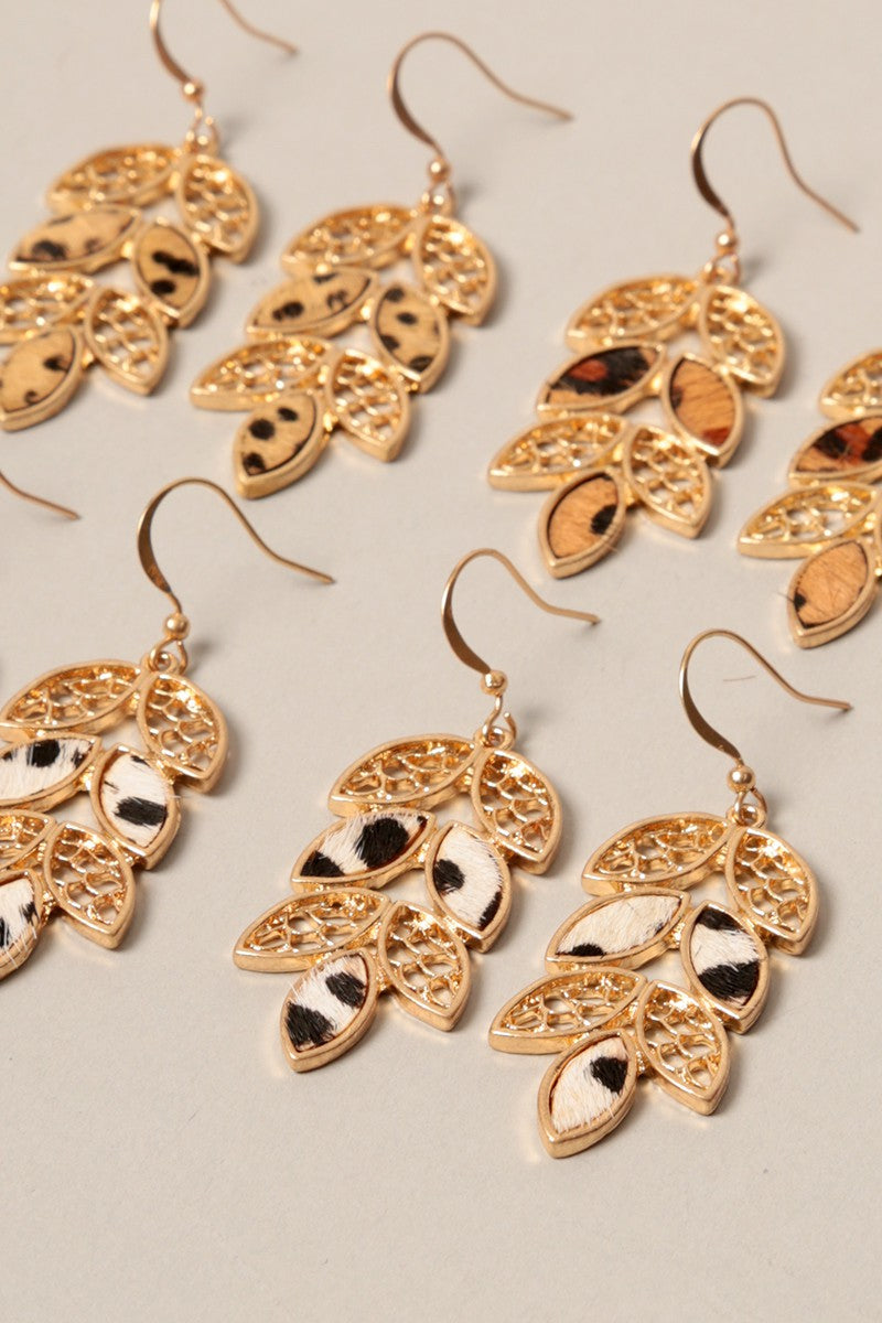 Leaf Shape Animal Print Earrings