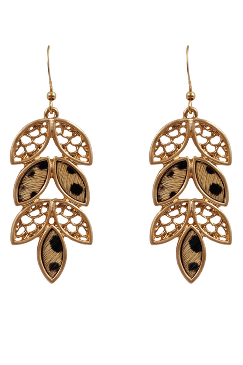 Leaf Shape Animal Print Earrings