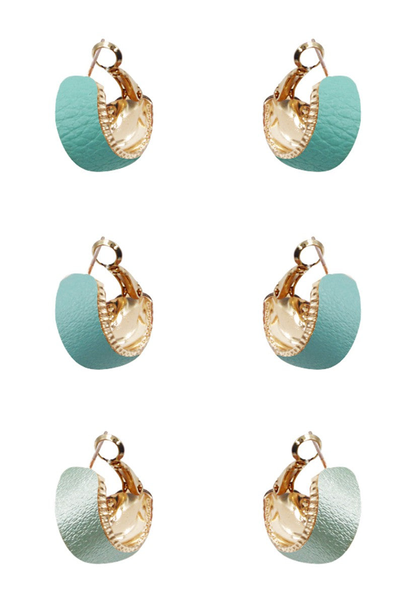3pk Faux Leather Hoop Set