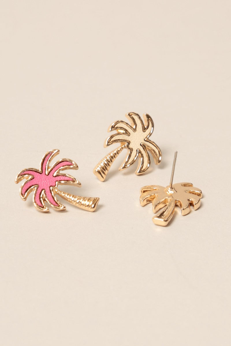 Palm Tree Post Earrings