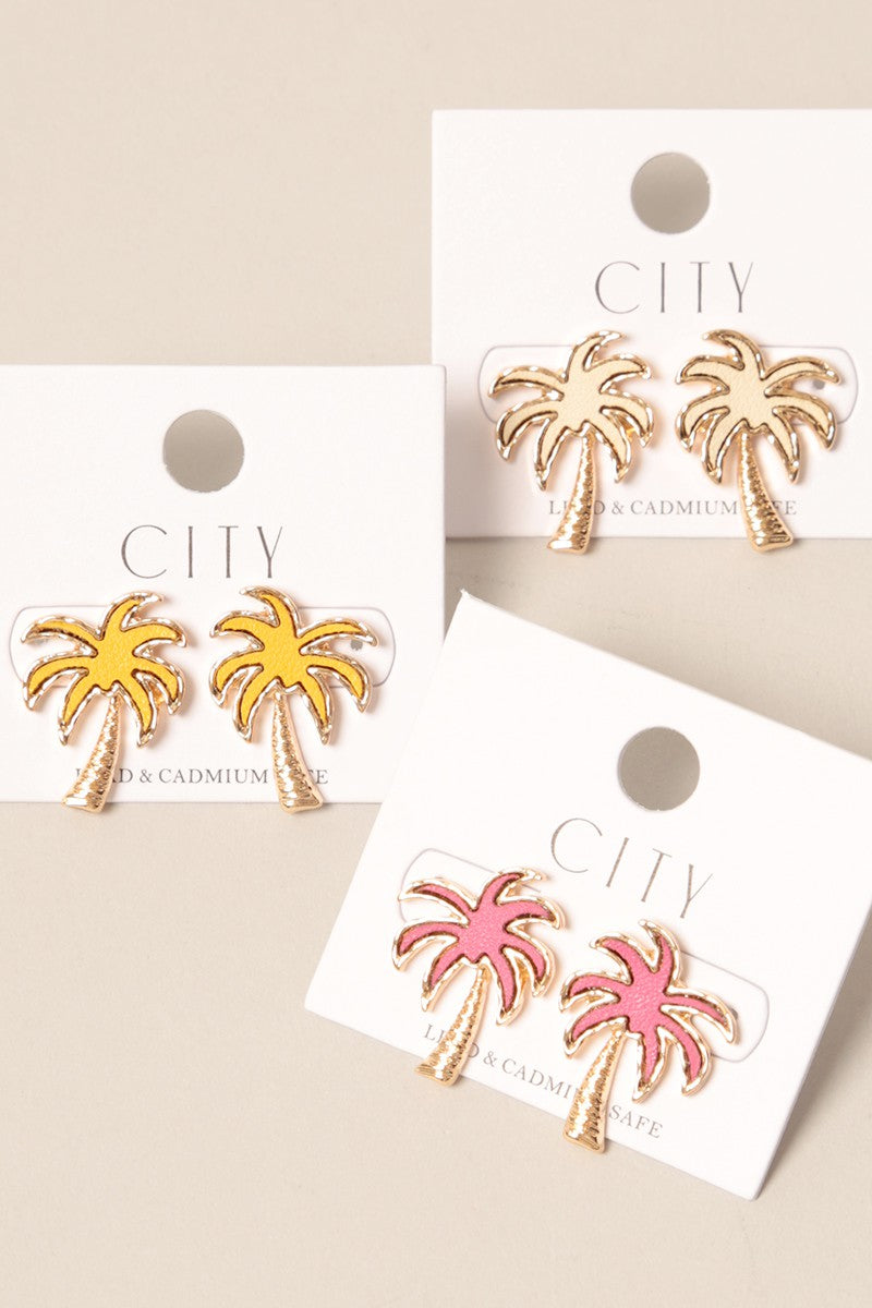 Palm Tree Post Earrings