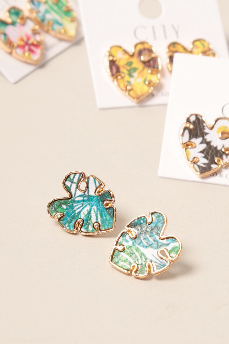 Leaf Shape Summer Post Earrings