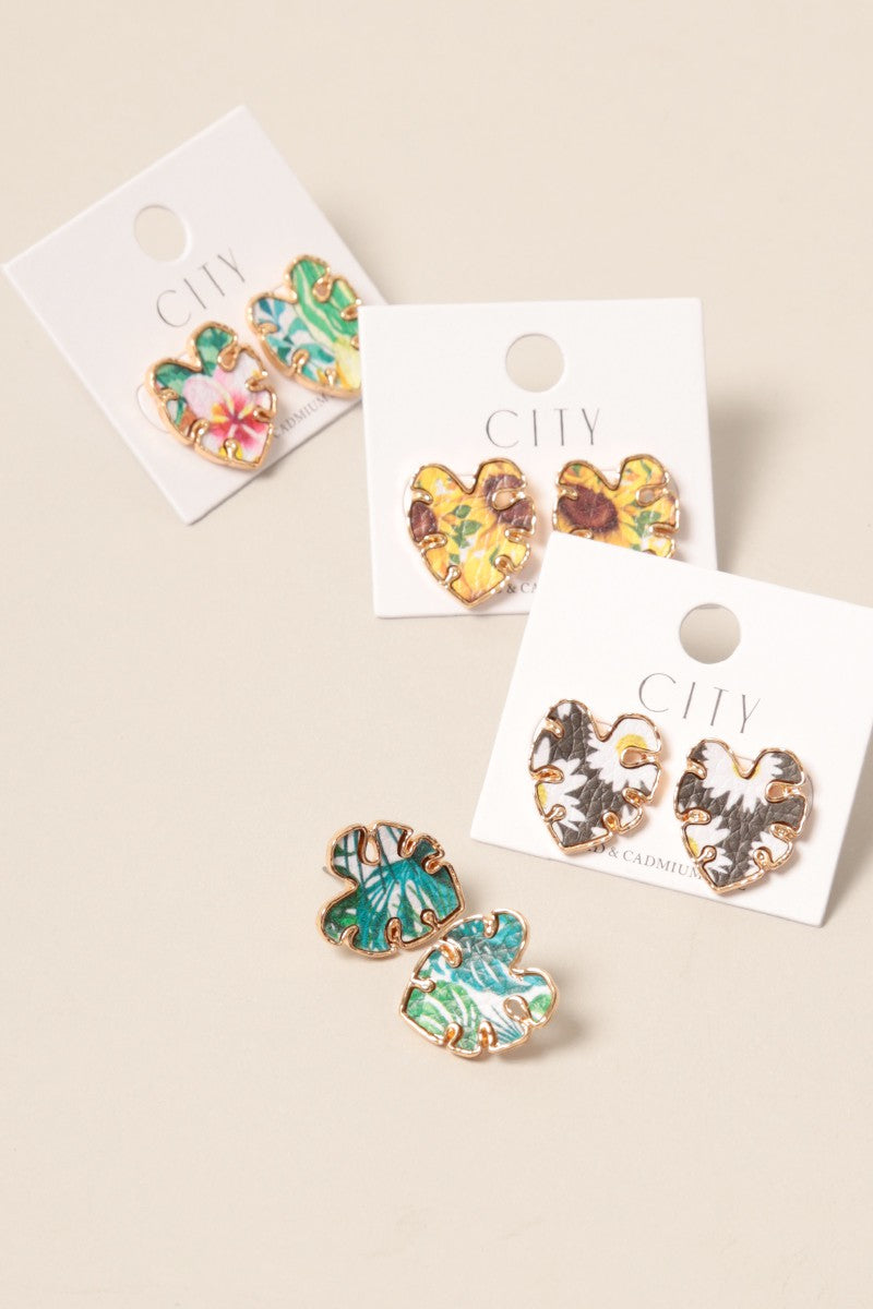 Leaf Shape Summer Post Earrings