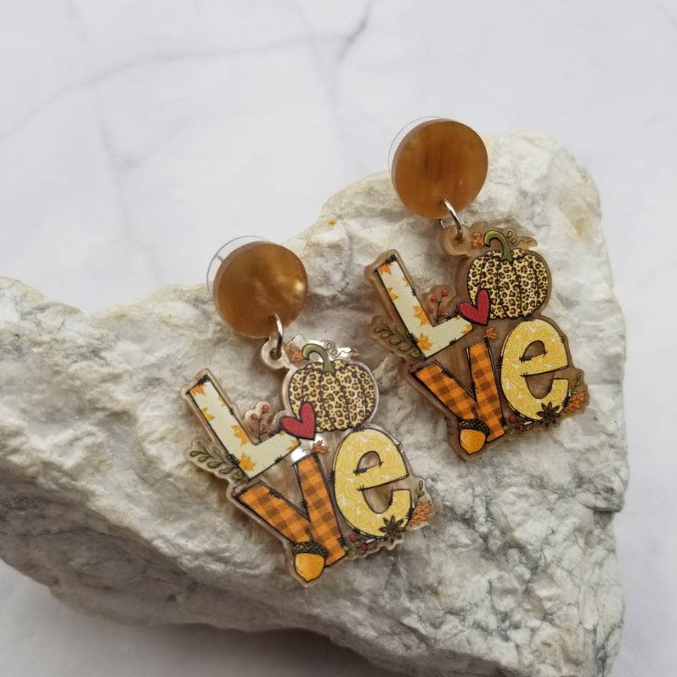 LOVE Leopard Pumpkin Earrings