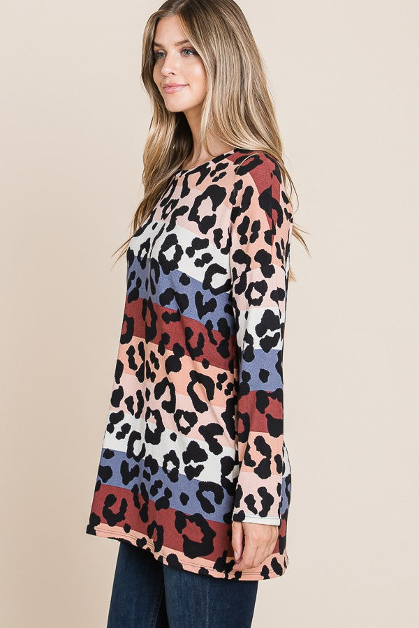 Animal Print Long Sleeve Top