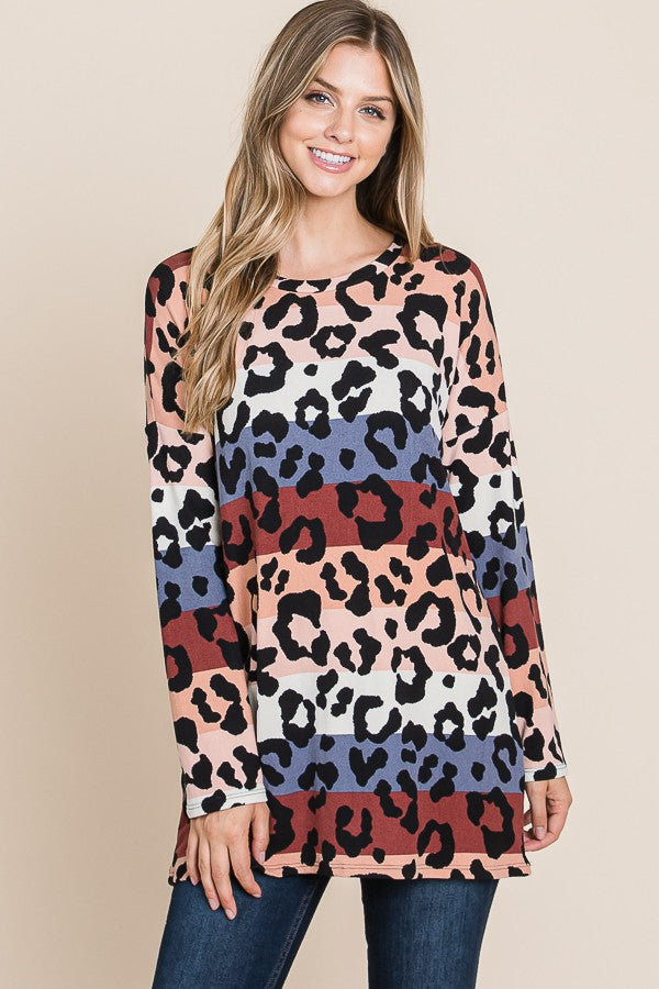 Animal Print Long Sleeve Top