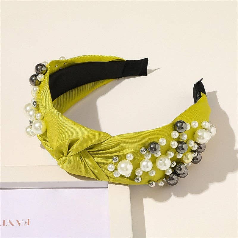 Elegant Wide Brims Pearls Knot Headband