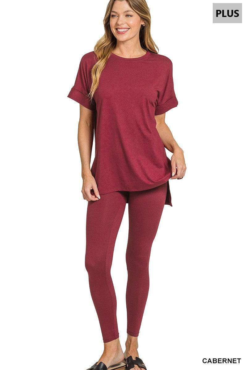 Plus Brushed Short Sleeve Set