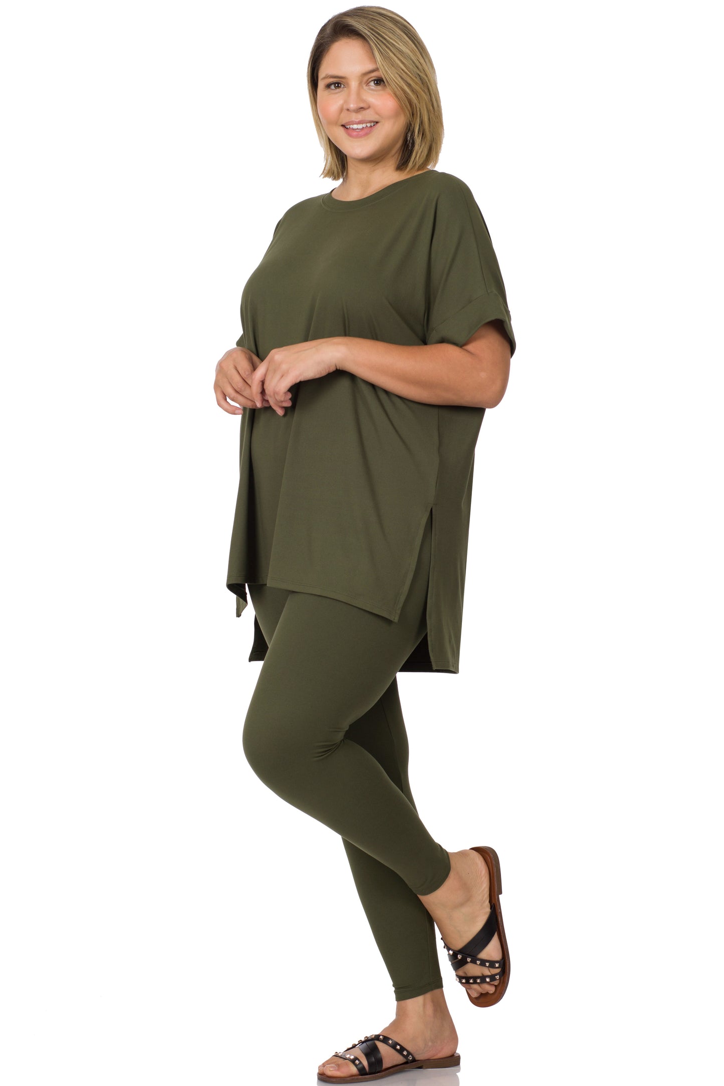 Plus Brushed Short Sleeve Set
