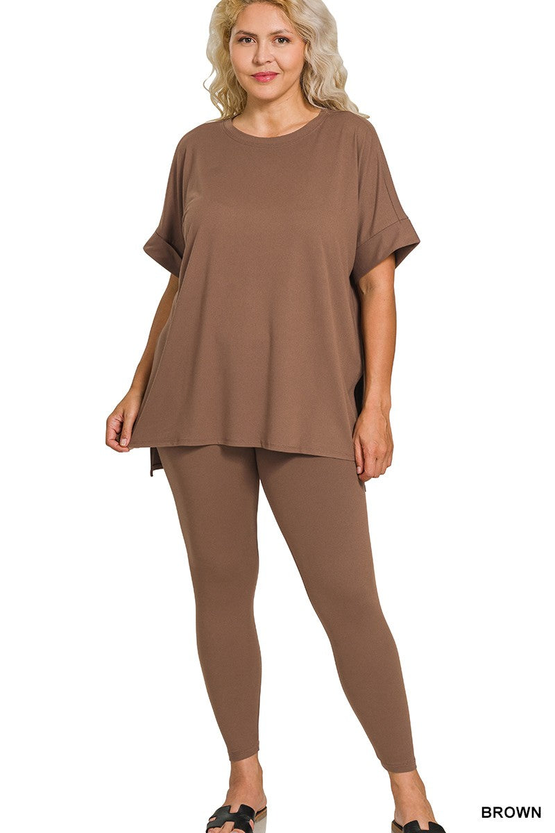 Plus Brushed Short Sleeve Set