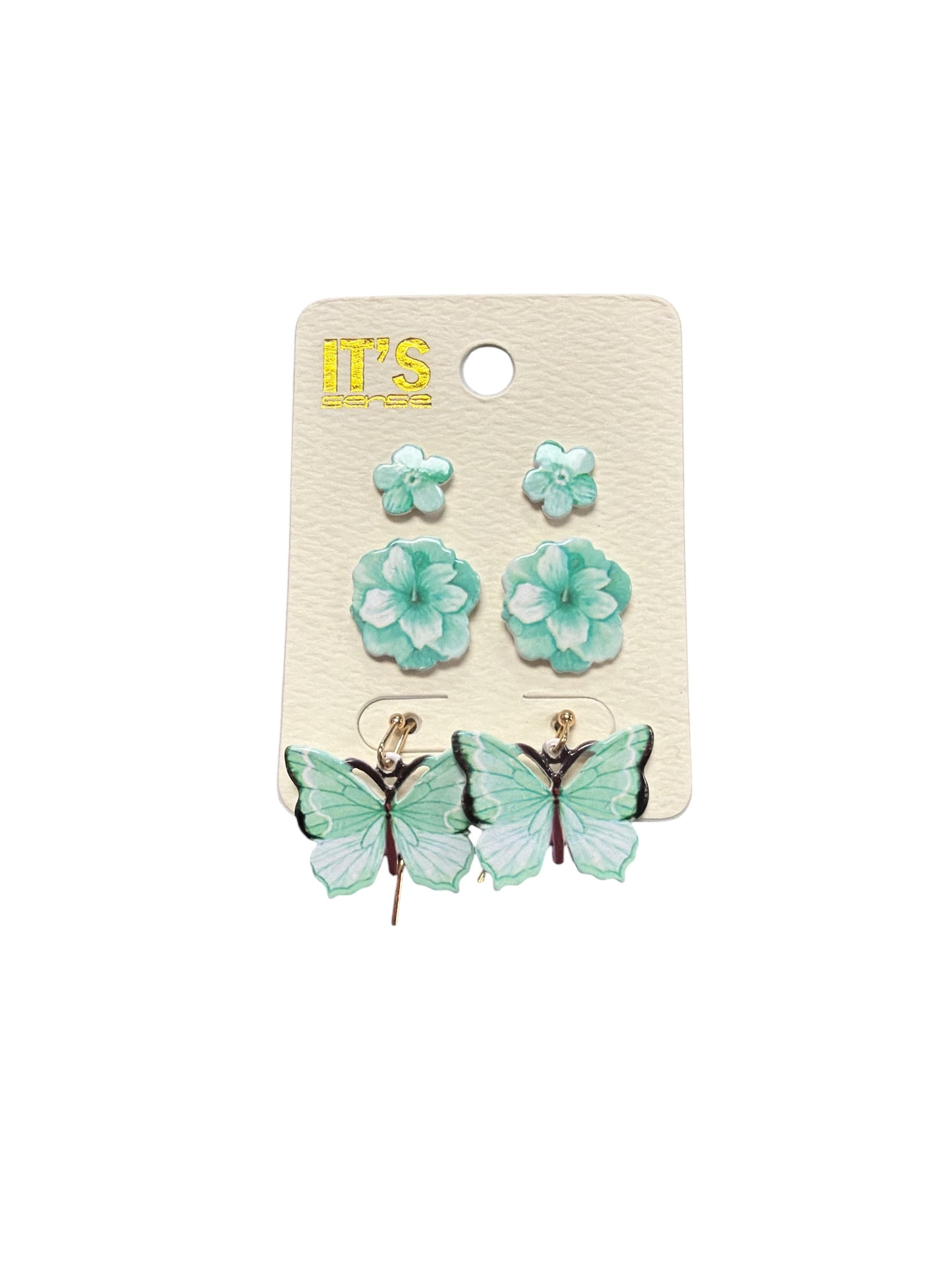 3 Pack Teal Butterfly/Flower Earring