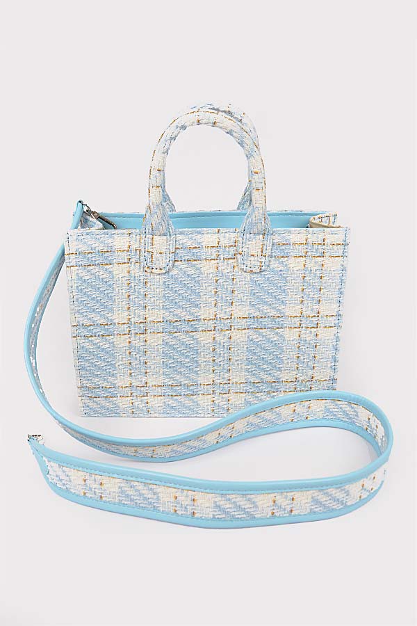 Tweed Plaid Tote Bag