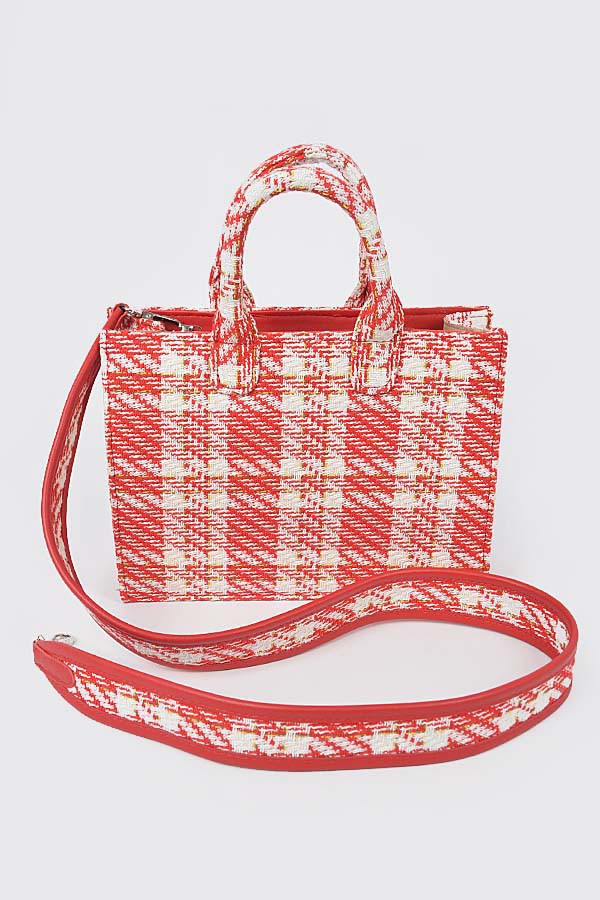 Tweed Plaid Tote Bag