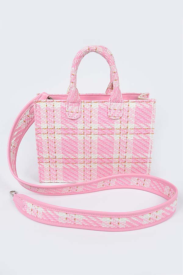 Tweed Plaid Tote Bag