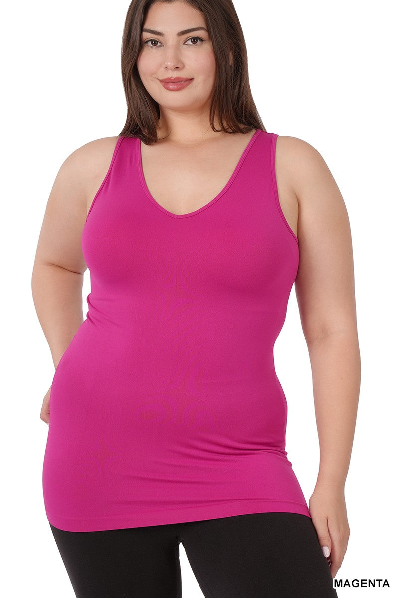 Plus V-neck Seamless Tank Top