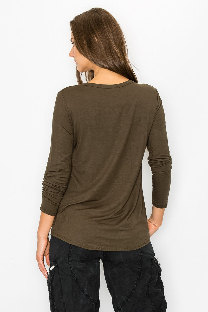 Front Keyhole Floral Striped Top