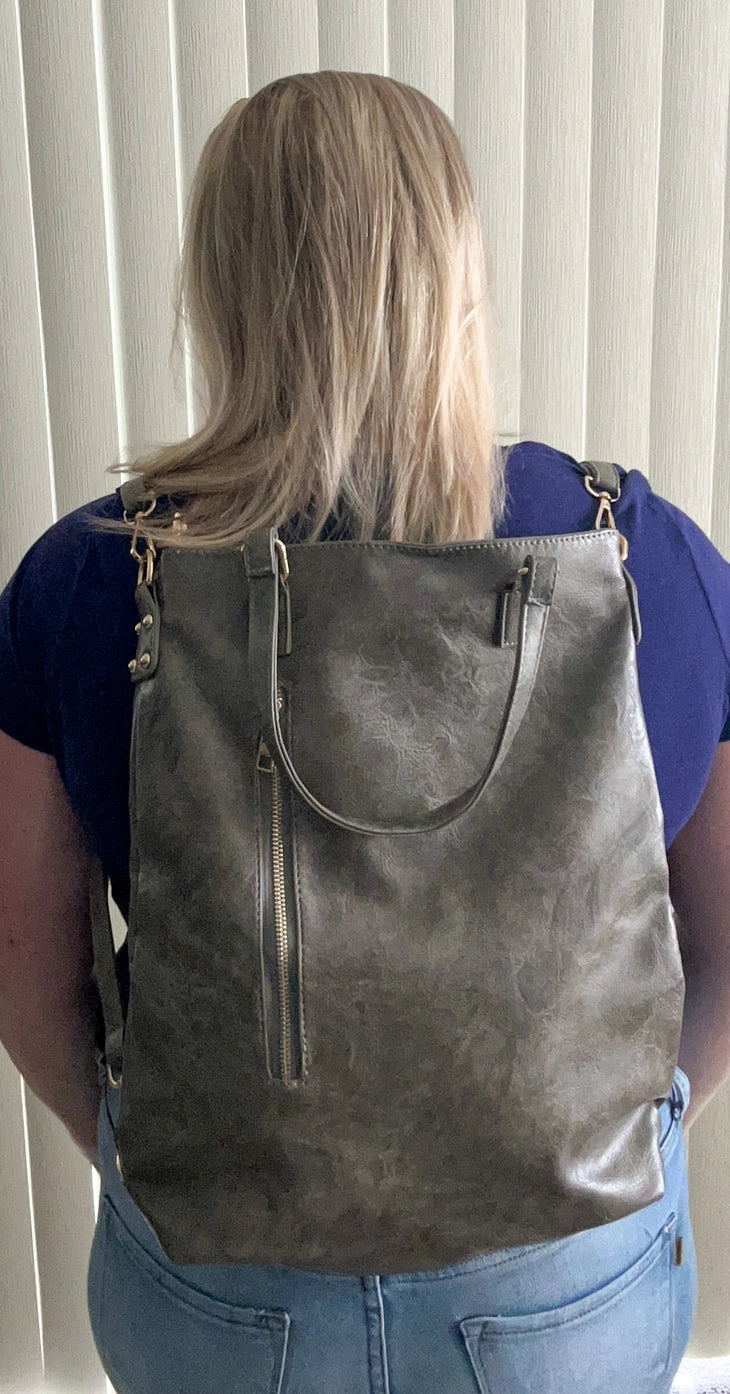Leather Backpack Convertible Crossbody Bag