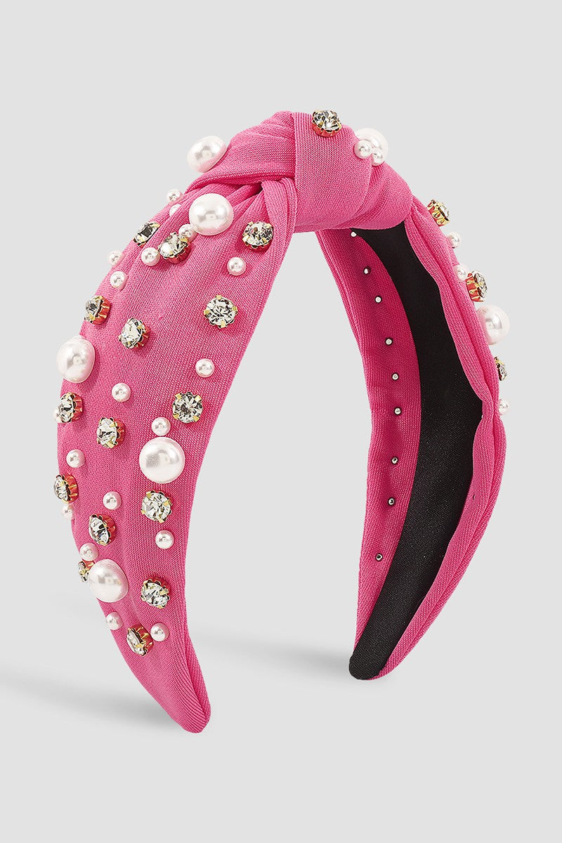 Rhinestone Pearl Topknot Headband