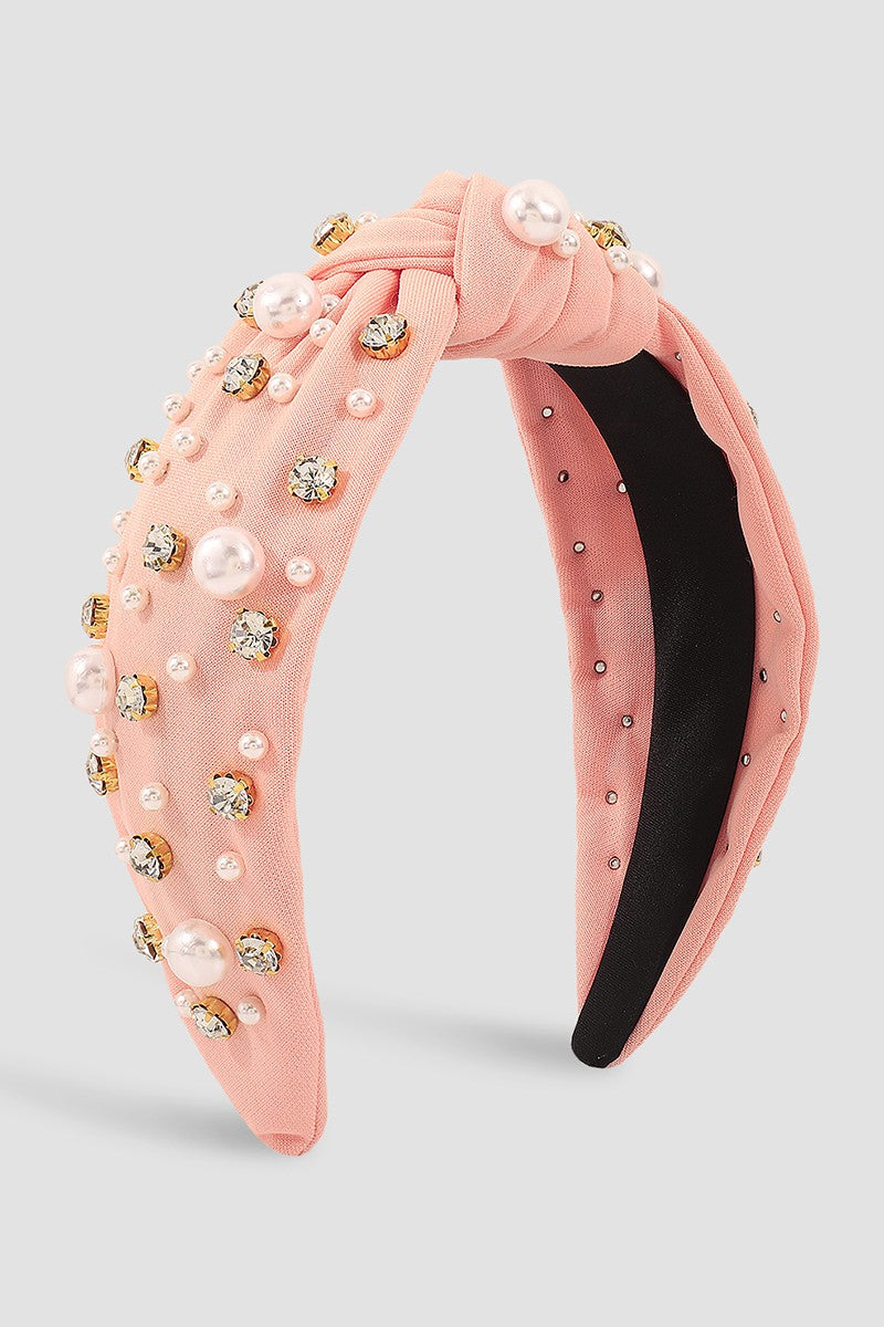 Rhinestone Pearl Topknot Headband
