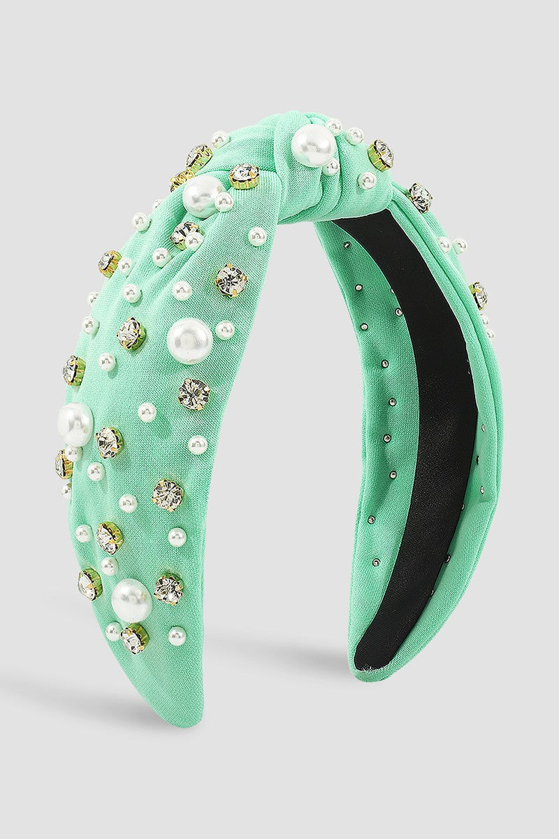 Rhinestone Pearl Topknot Headband