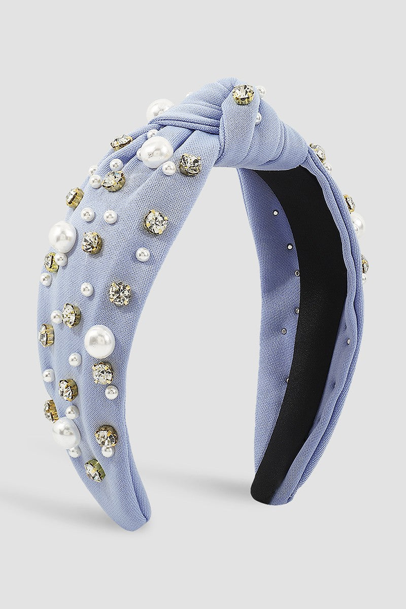 Rhinestone Pearl Topknot Headband