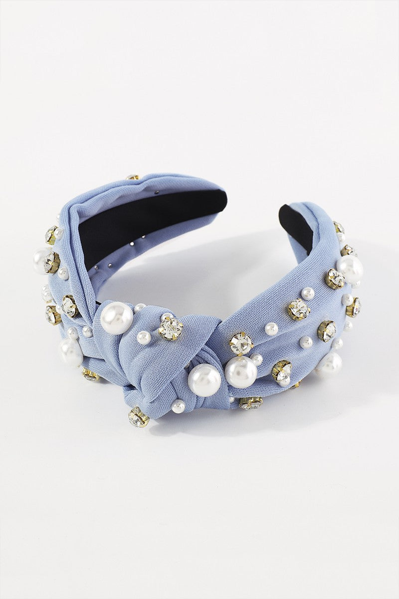 Rhinestone Pearl Topknot Headband