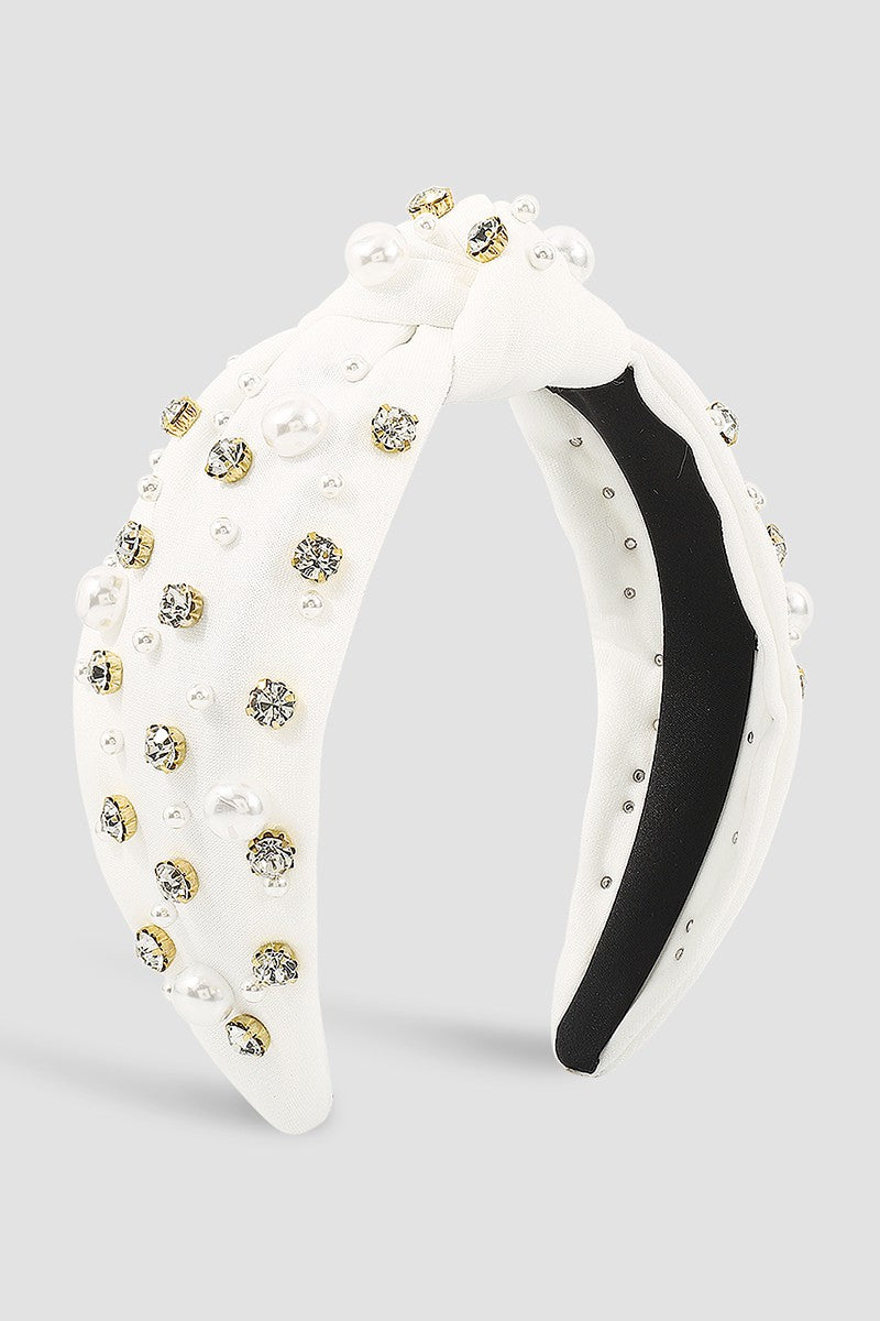 Rhinestone Pearl Topknot Headband