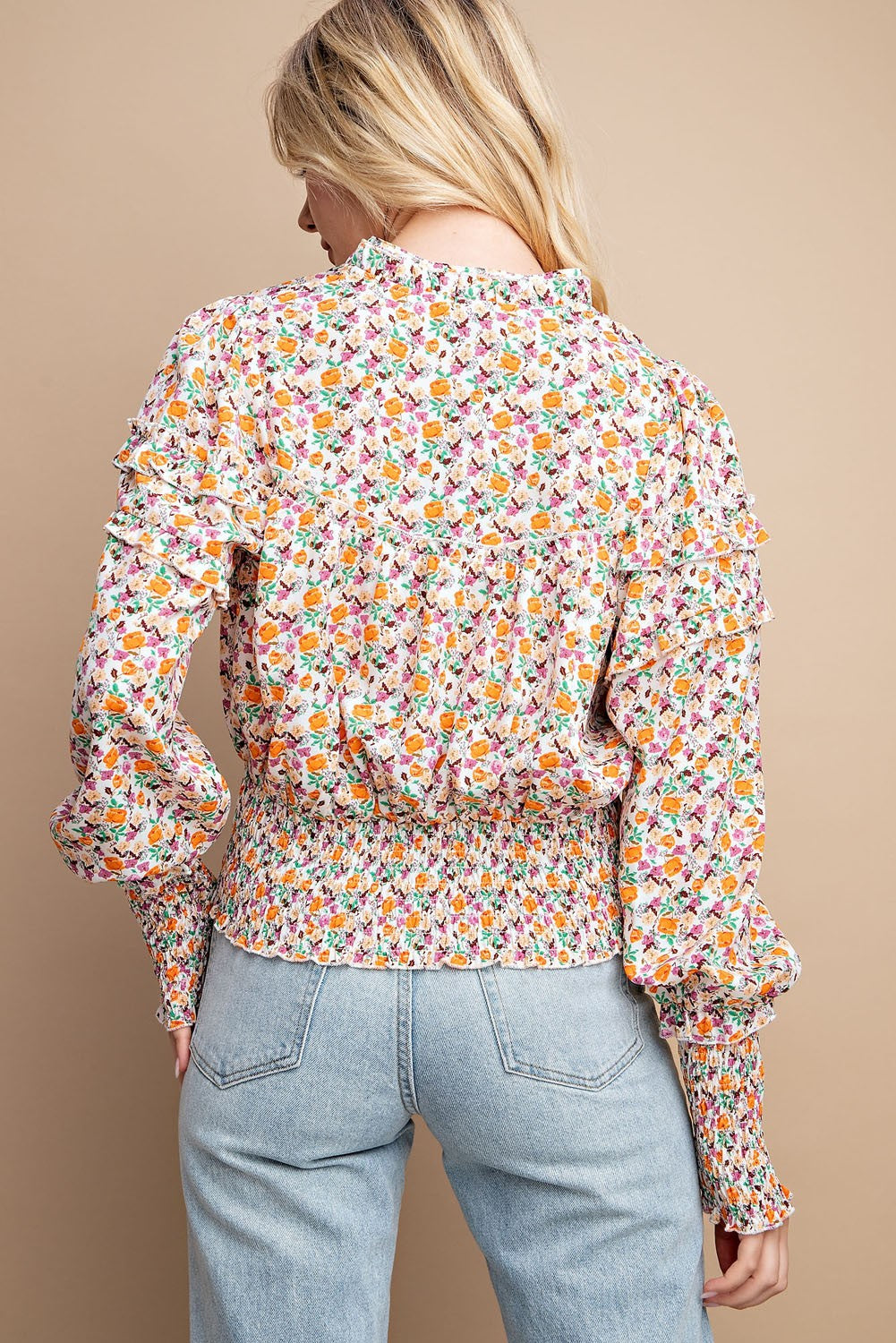 Woven smocked Waist Top