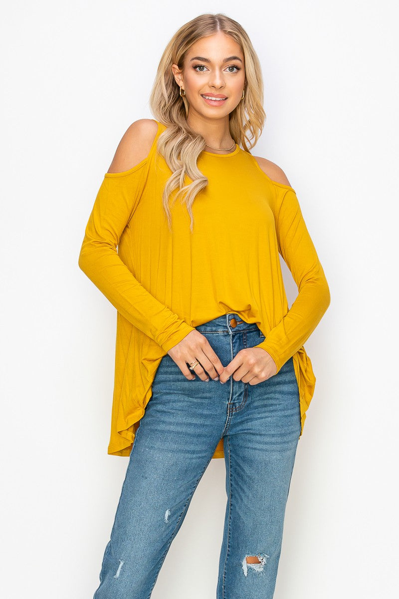 Solid Shoulder Loose Fit Top