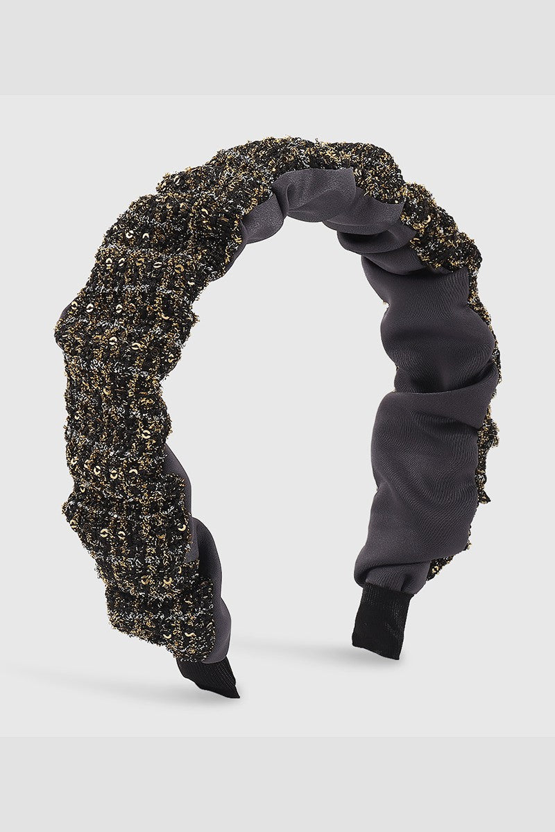 Black Tweed Fabric Folded Headband
