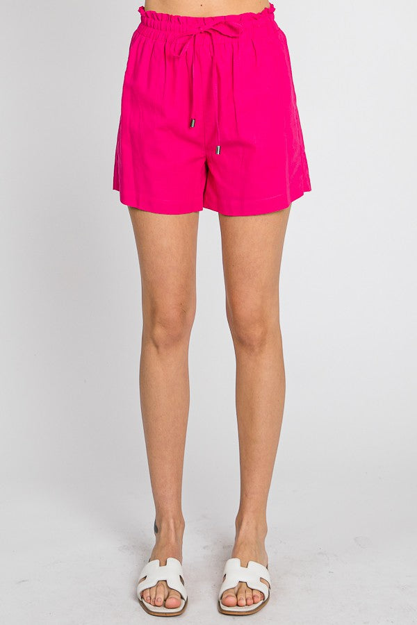 Plus Linen Shorts - Hot Pink