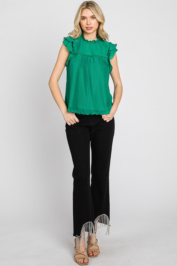 Plus Pleated Sheer Top