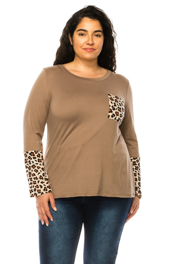 Plus Animal Print Pocket Top