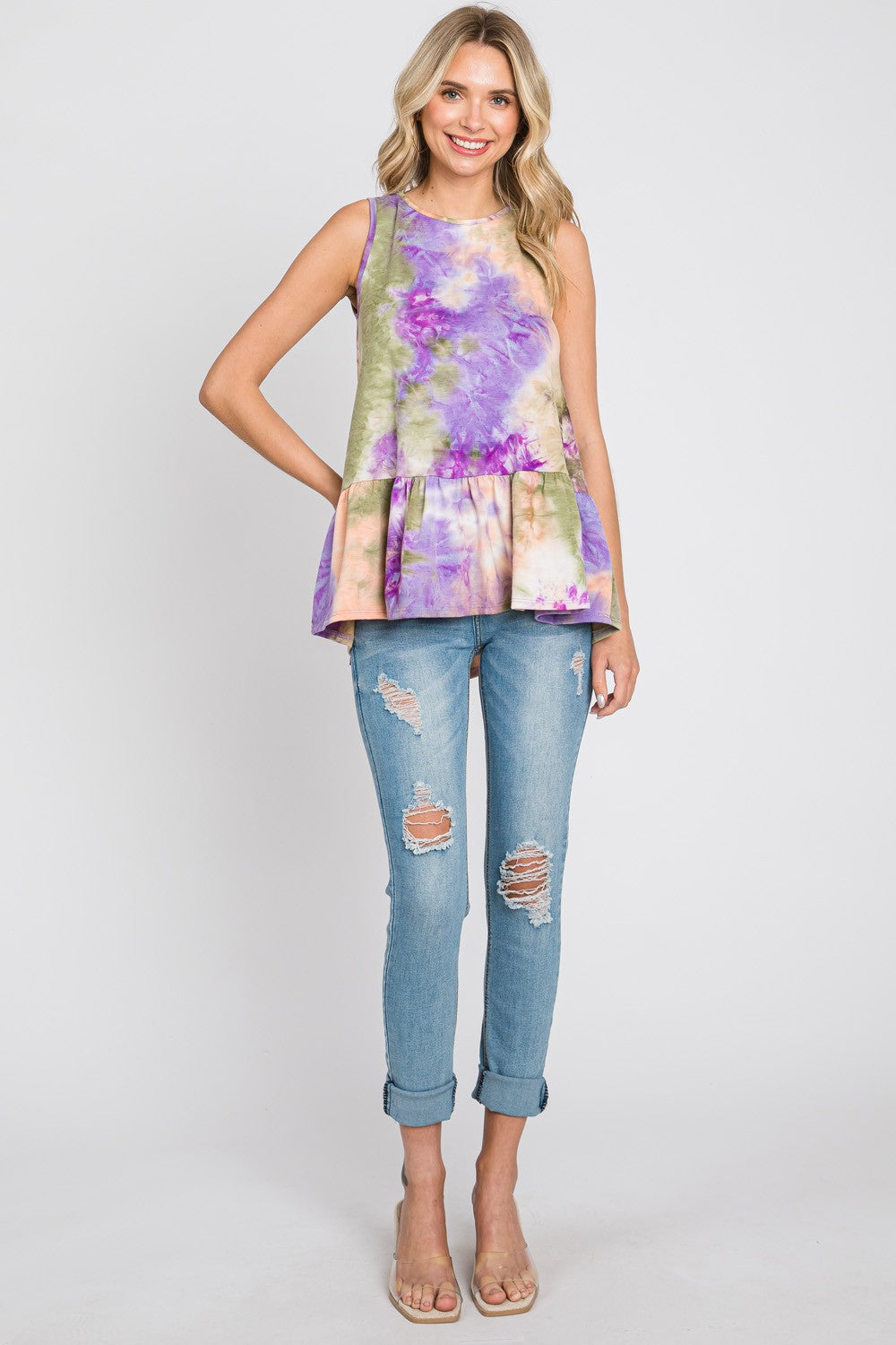 Tie Dye Ruffle Top
