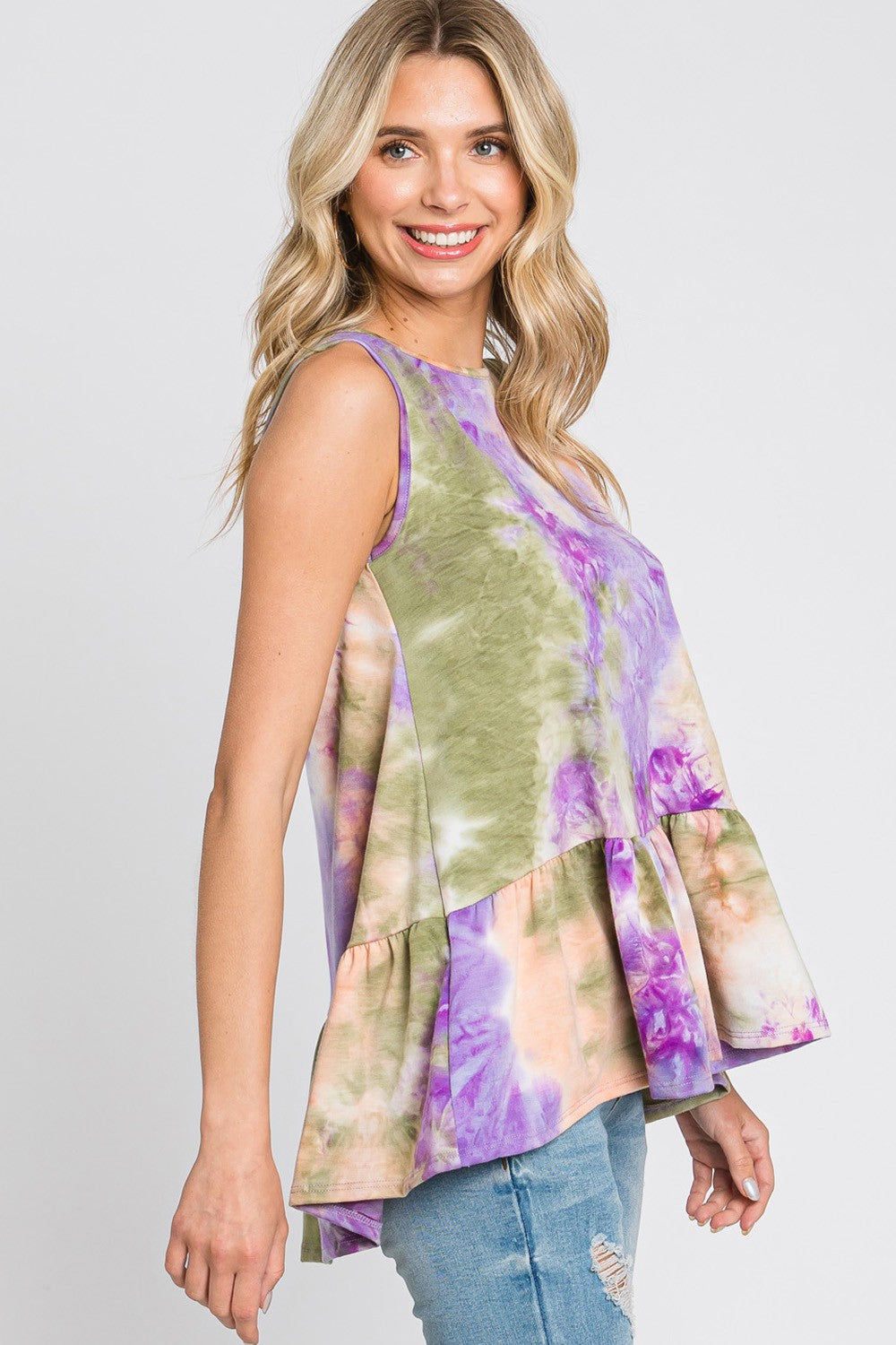 Tie Dye Ruffle Top