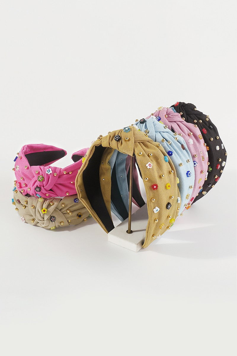 Resin Flower Top Knot Headband